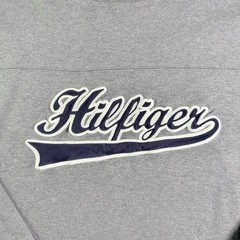 VTG Tommy Hilfiger Mens Long Sleeve Graphic T Shirt Gray Size L 85 Logo