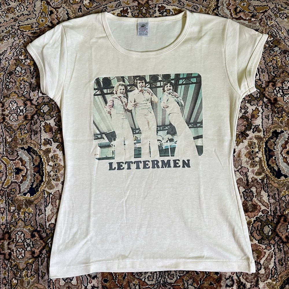Rare Vintage 70s/80s The-Letterman Band Shirt XS Pop-Trio 16” x 23”
