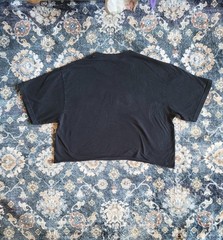 Black Graphic Print Cropped Boxy T-Shirt