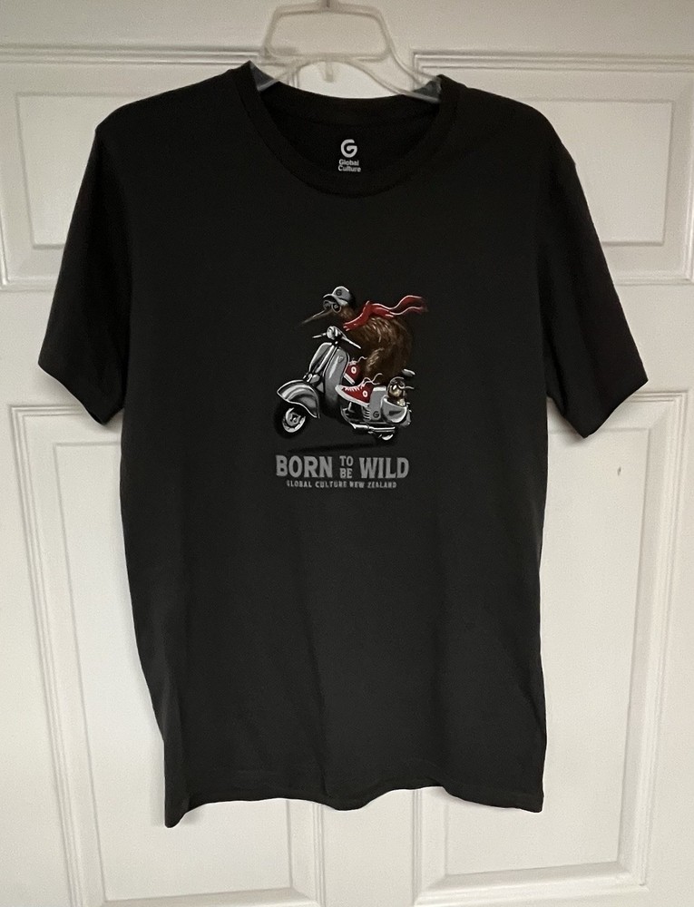 Global Culture Born to be Wild Kiwi Riding Moped Tshirt Size M New Zealand