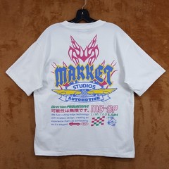 MARKET STUDIO Shirt Mens Medium White Pullover Crew Graphic V-12 Auto Cars