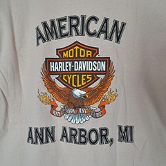 Vintage Harley Davidson T-Shirt Mens Large Beige Holoubek Ann Arbor, MI USA 98′