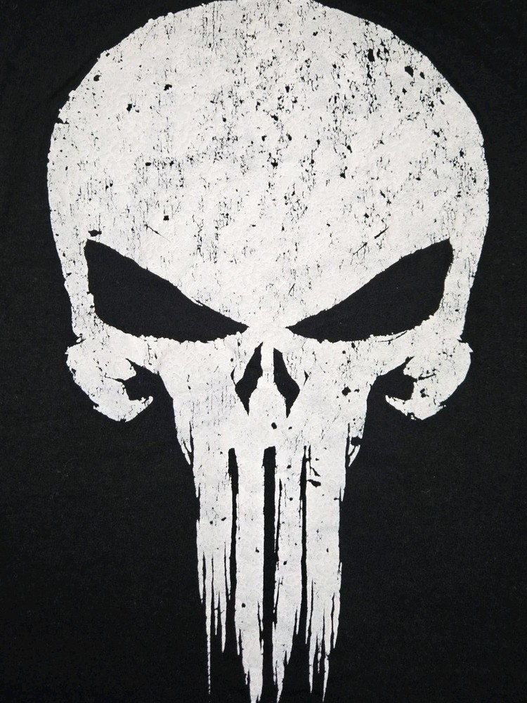 Mens Marvel The Punisher Short Sleeve T Shirt Black White Small