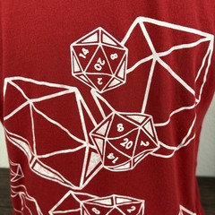 Cyberoptix D20 Dice Dungeon Master Large T-Shirt Red Hand Printed in Detroit USA