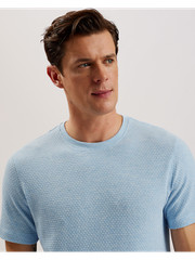 Ted Baker London Textured T-Shirt Short Sleeve Crew Neck Blue Size 5 XL