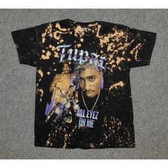 2Pac Mens T-Shirt All Eyez On Me Bleached Tie Dye Graphic Large