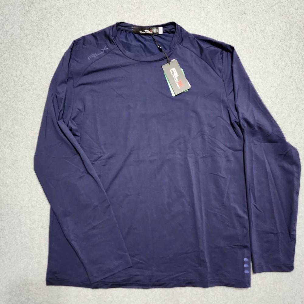 RLX Ralph Lauren Golf New Preformance Long Sleeve T-Shirt Large Navy NWT $128