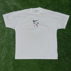 Nike Air Hello Kitty White Tshirt Size Large DR6074-100 Sanrio Co White Swoosh