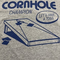 Cornhole Champion Shirt Mens Sml Grey Graphic Tee Backyard Games Toss Sports Fun