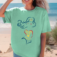 Minimal Wonder Woman Line Art T-Shirt | Feminine Superhero, Women Empowerment