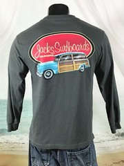 JACKS SURFBOARDS Long Sleeve SHIRT Sz M Gray Cotton Surf Wagon Huntington Beach