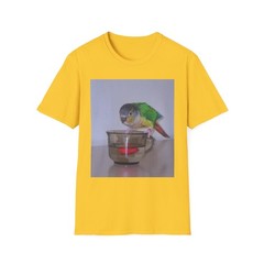 Green Cheek Conure Photo T-Shirt | Parrot Drinking Image