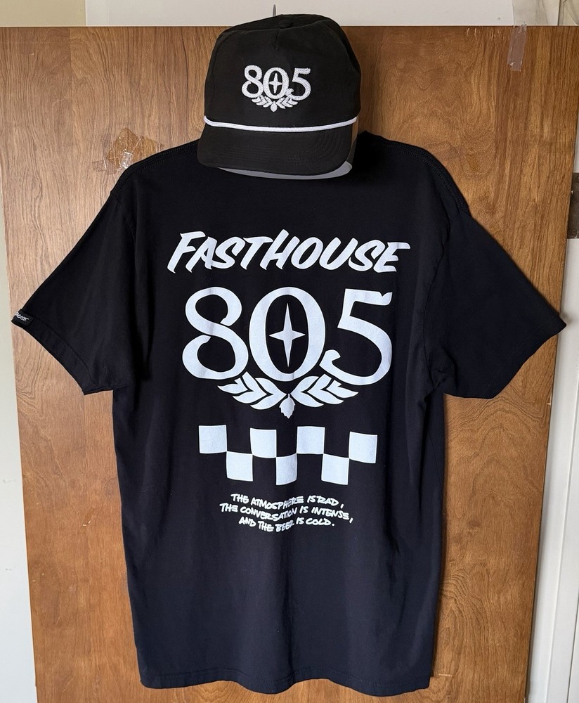 Fasthouse 805 Beer Black Mens XL Cotton Graphic Tee & Trucker Hat Brewery Set