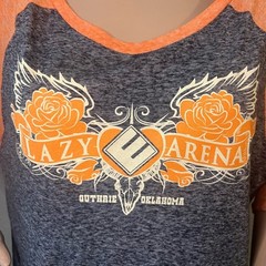Lazy E Arena Guthrie Oklahoma District Xl Orange Black Grey Long Sleeve Shirt