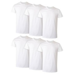 Hanes Best 2XL T-Shirt Lay-Flat Collar Tagless Cool Comfort White 6 Count