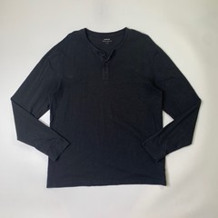 Vince Shirt Mens L Large Black Cotton Long Sleeve Henley Lightweight Casual Tee