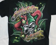 JOKER SKULL MARIJUANA LEAF SMOKIN TOKIN AND JOKIN T-SHIRT