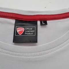 Official Ducati Men White Graphic T-Shirt, Size L, 95% Cotton Elastic Blend