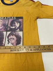 Vintage 70s Beatles M 38-40 Ringer T Healthknit T-shirt Yellow Stripes