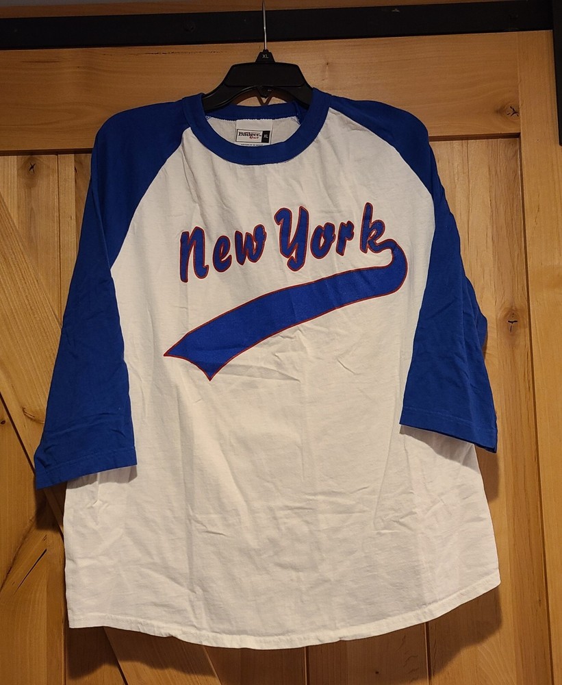 Vintage? New York Raglan Shirt Mens XL Badger Sport Blue White Jersey Y2K