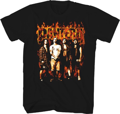 Pantera – Pantera – Flames Band Photo T-Shirt – XL Black 31512050A4 [New ] Black