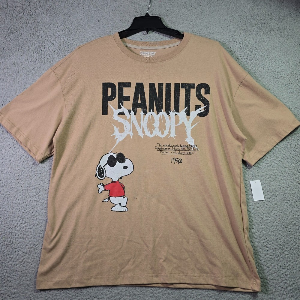 Peanuts® Snoopy Shirt Mens 2XL Brown Distressed Charlie Brown Baggy Street NWT