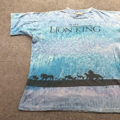 Vintage Lion King Shirt Mens XL Blue Simba Silhouette Graphic AOP Disney 90s
