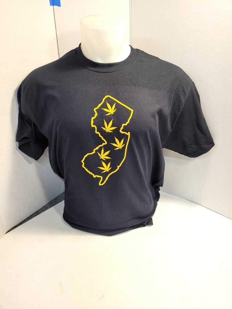 NJ POT outline Funny Tee Shirt Free Shipping w/ Marijuana Theme New / Tags