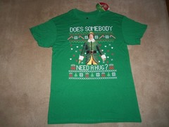 NEW, ELF CHRISTMAS Graphic T shirt, SIZE LARGE, DOES SOMEONE NEED A HUG