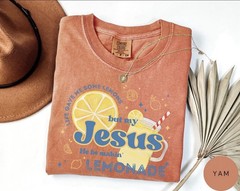 Comfort Colors Men’s S Cotton Jersey Crewneck Graphic Tee Jesus Lemonade