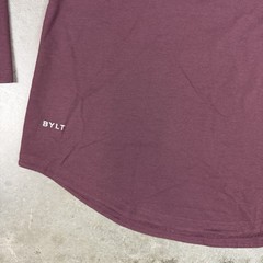 Bylt T Shirt Mens Large Burgandy Drop Cut Long Sleeve Stretch Preowned