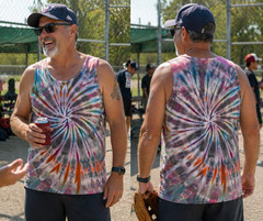 NEW Spiral Ice Tie Dye T-Shirt, Mens L Tank Top, Gray Rainbow