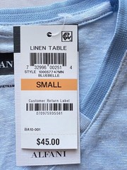 Alfani Mens Blue V-NeckT-Shirt Size S Lenin Stretch Easy Care