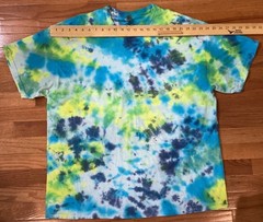 Gildan Heavy Cotton Tye Dye T Shirt Size 2XL Teal Blue Yellow Green Distressed