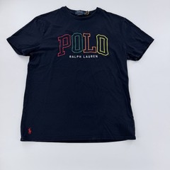Polo Ralph Lauren Navy Blue Multi Color Logo T-Shirt Mens Classic Fit Small