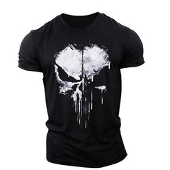 Punisher Skull Men’s T-Shirt Top Fitness Sportswear Stretch Breathable