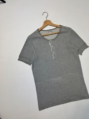 Merz b. Schwanen Men’s Gray Short Sleeve Henley T-Shirt Size 5 M 100% Cotton
