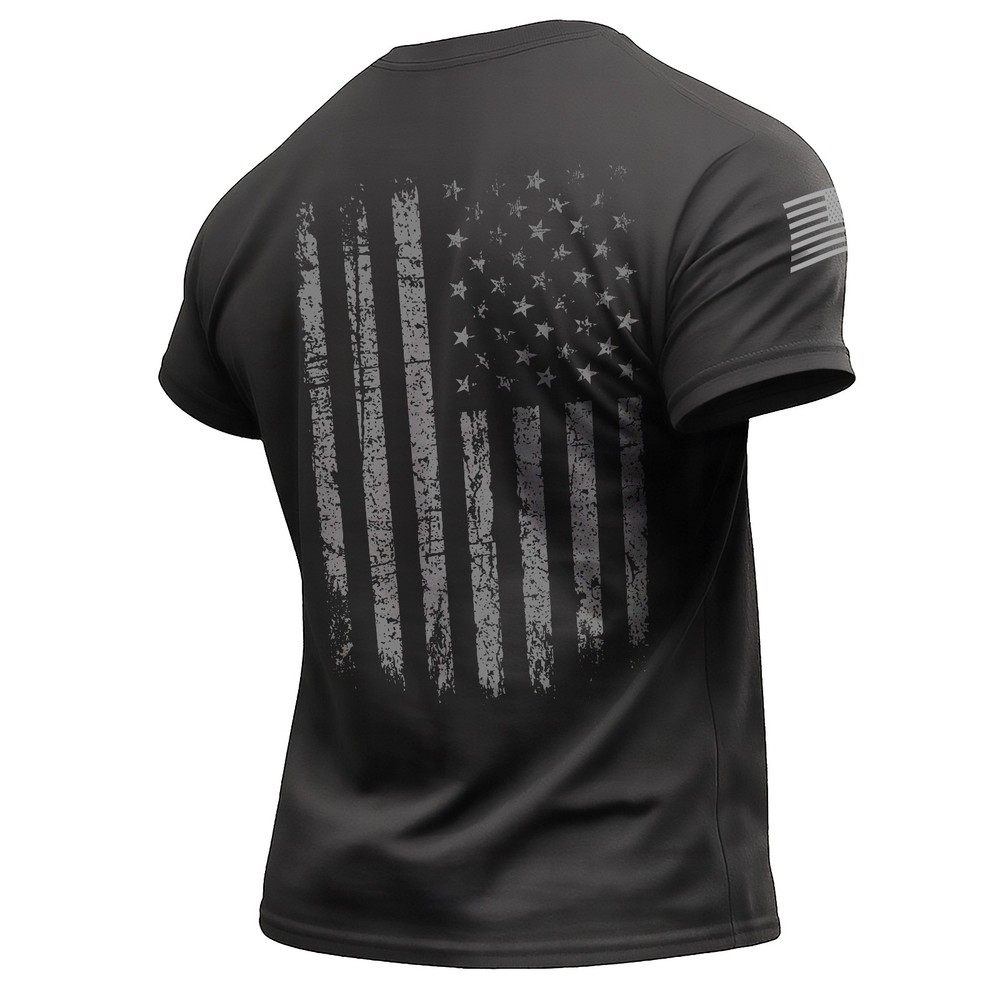 Distressed American Flag T-Shirt with Back & Sleeve Print – Patriotic USA
