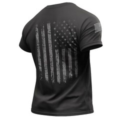 Distressed American Flag T-Shirt with Back & Sleeve Print – Patriotic USA