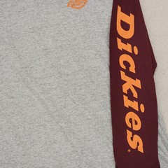 DICKIES Baseball Shirt Mens MEDIUM BURGANDY GRAY Long Sleeve Graphic logo NWT