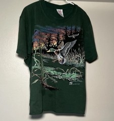 Vintage 1994 Mallard Duck T Shirt L Wildlife Nature Waterfowl Raw Hem Boxy VTG