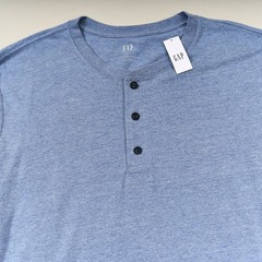 Gap Long Sleeve Henley Shirt Mens XXL Blue Everyday Soft Cotton Poly Blend NEW