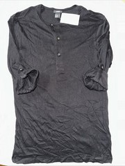 NWT H&M Henley Shirt Black Size XS Adjustable Sleeves