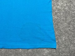 Vtg DISTRESSED Blue Single Stitch 1990’s Shirt sleeve cuff collar Blank L Skate