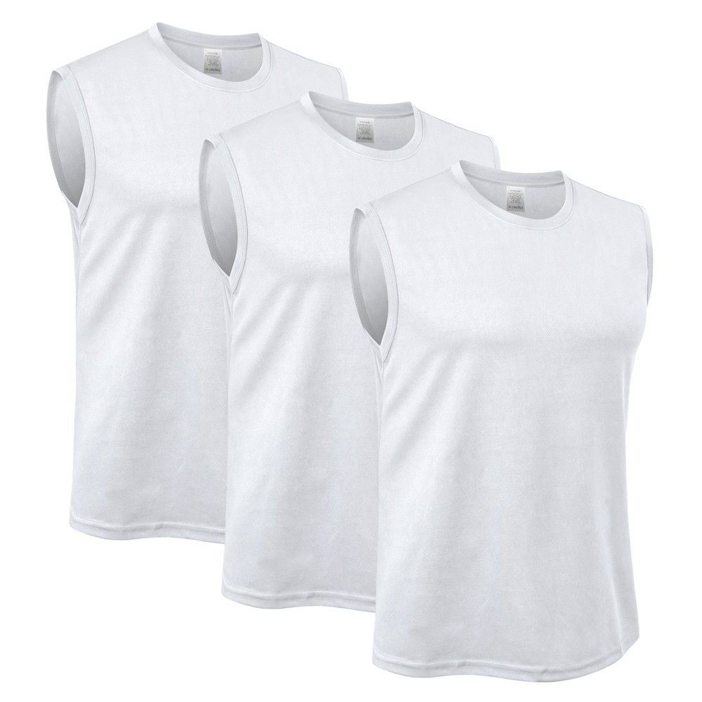 3X Men’s Quick Dry Tank Top Sleeveless Shirts Gym Workout Fitness Sports Running