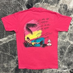 Vintage Panama Jack Shirt Mens Large 90s Single Stitch Pink Beach Art USA Made