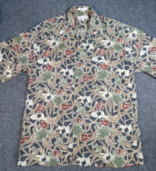 Hawaiian Pierre Cardin Men’s Button up LARGE L Short Sleeve KOREA 932