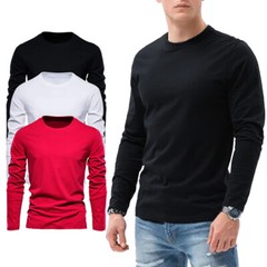 Mens Long Sleeve T shirt Plain Casual Work Pack Of 3/4 Premium Lot Tee Top