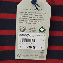 Seasalt Cornwall Shirt Men’s XL Red Striped Sailor Organic Cotton Crewneck NWT