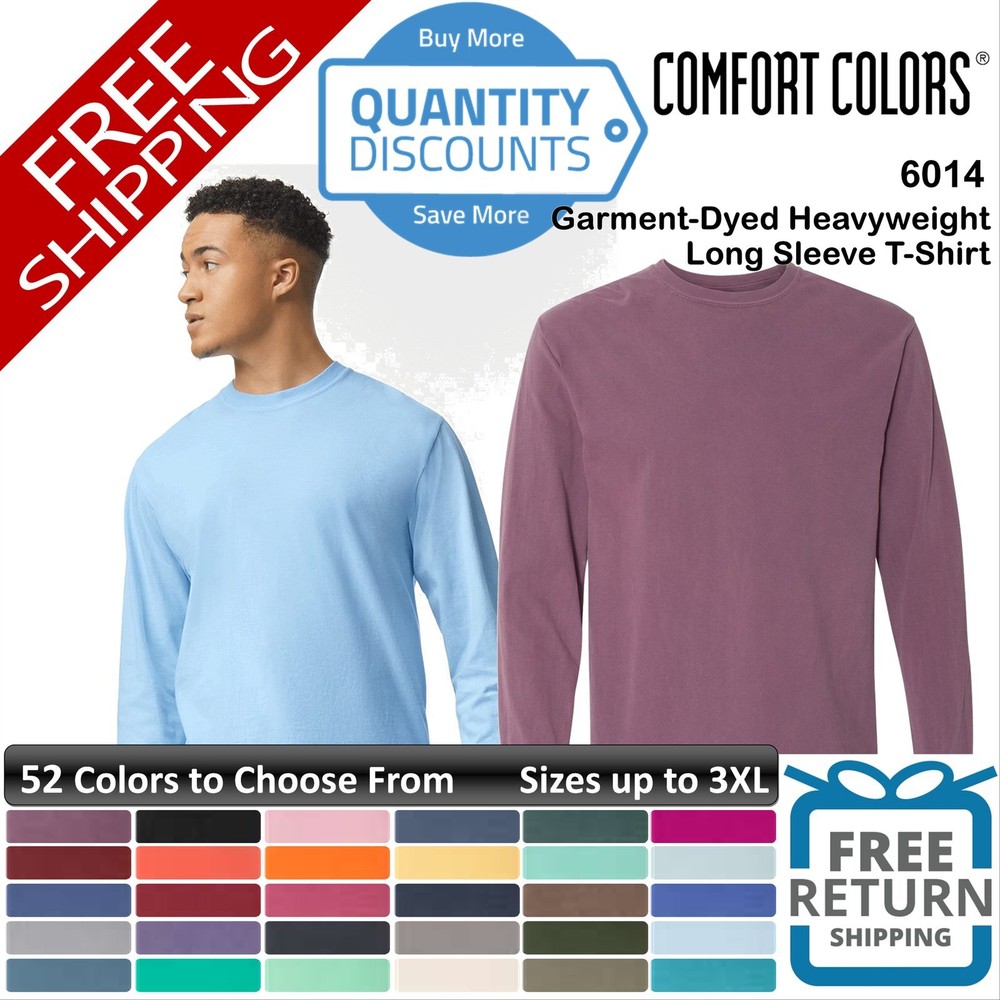 Comfort Colors Men Garment-dyed Heavyweight Long Sleeve T-shirt Up To 3XL 6014a